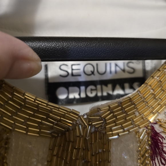 SEQUIN ORIGINAL Vintage Hand Beaded Silk Jacket Shoulder Pads Bead Work LARGE - Picture 9 of 17